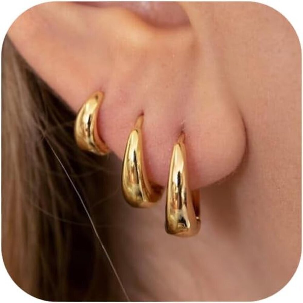3 Pairs Hoop Earrings Gold Silver Small Huggie Versatile Jewelry Gift